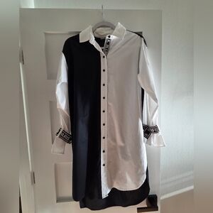 Karl Lagerfeld Two-Tone Black and White Shirt Dress